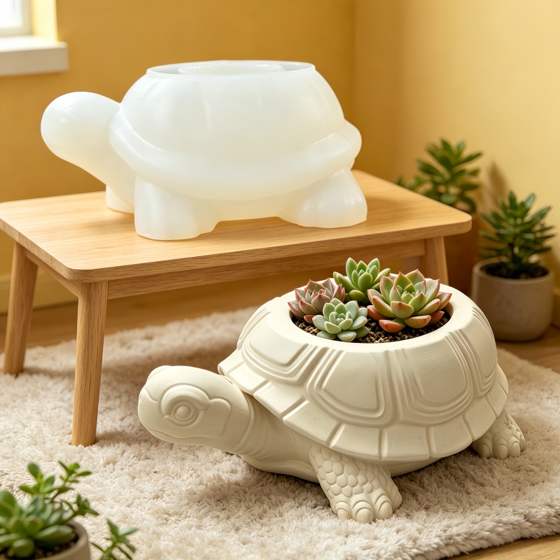 Potsticker Mold - 亀の形をした多肉植物の植木鉢樹脂シリコンモールド、かわいい亀の形をした収納ボックス、コンクリート石膏モールド