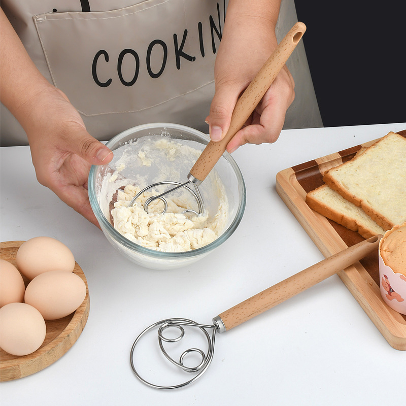 Danish Pancake Pan - 新着 # 10インチのステンレス製ハンドミキサー。PP製のハンドル、生地用泡立て器、卵泡立て器、クリエイティブなDIY用デンマークパン作りに最適な調理器具。