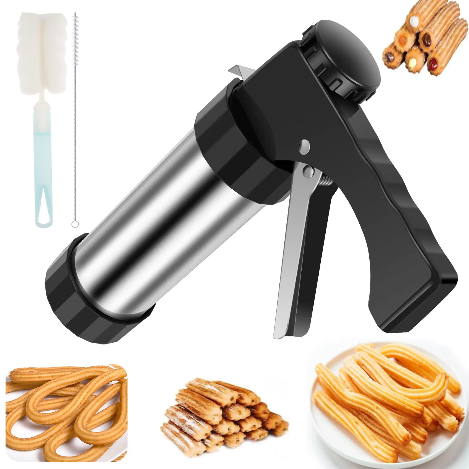 チュロス製造機、クッキー型抜き、ステンレス製ケーキクリームデ - Churros Maker Gun のレビューと価格