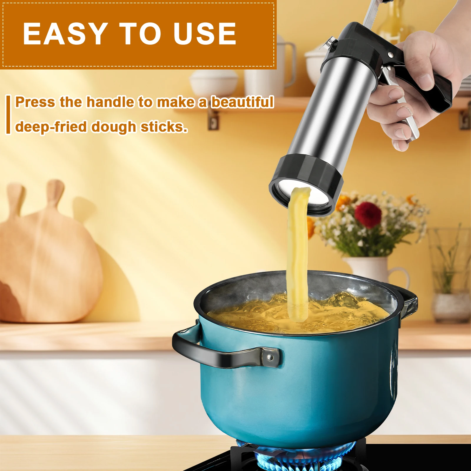 チュロス製造機、クッキー型抜き、ステンレス製ケーキクリームデ - Churros Maker Gun のレビューと価格