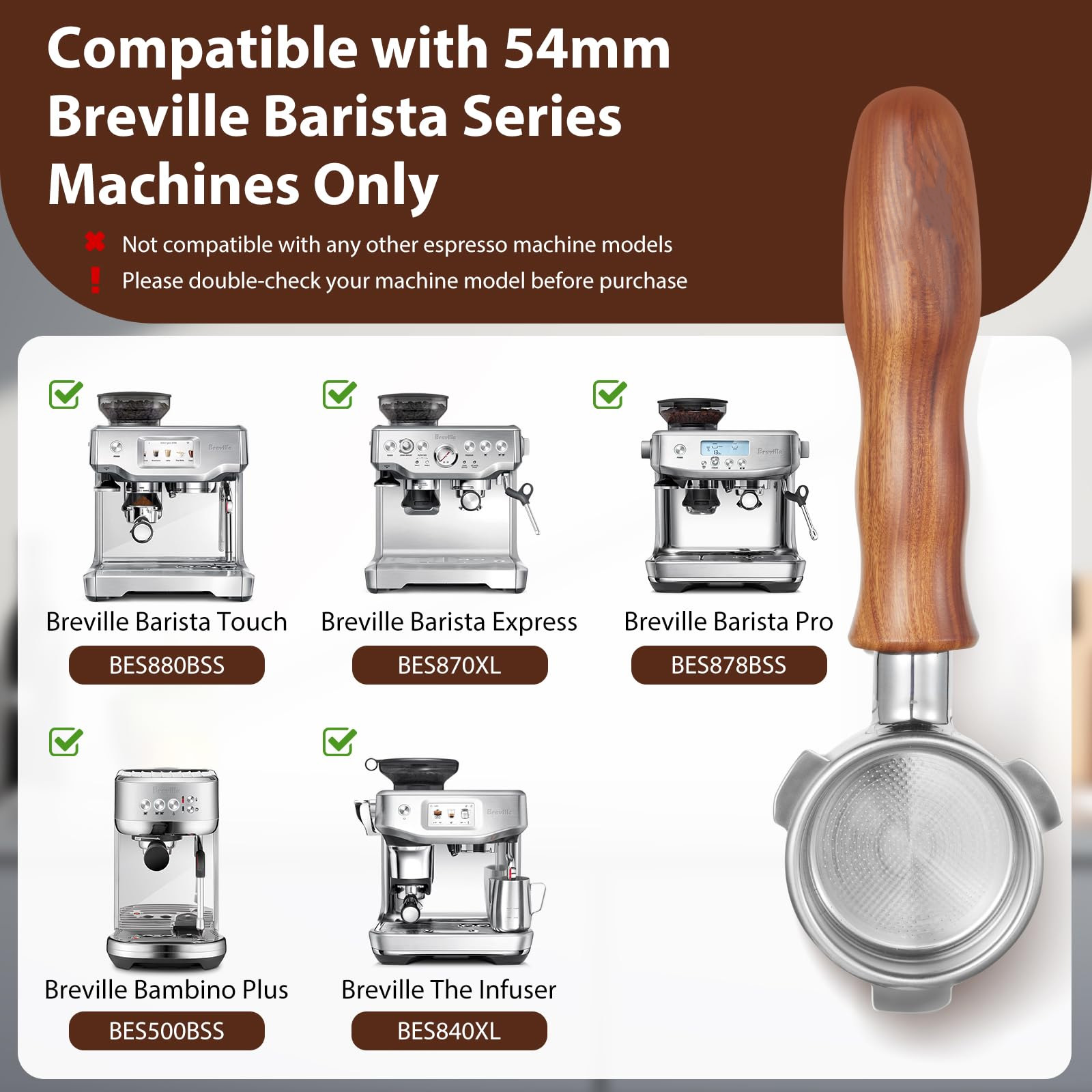 54mm ボトムレス ポルタフィルター（3つの耳付き）、NE - Breville Espresso Barista Touch のレビューと価格