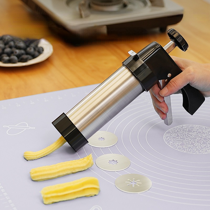 チュロスメーカー、手動式押し出しガンセット、スペイン風ドーナ - Churros Maker Gun のレビューと価格