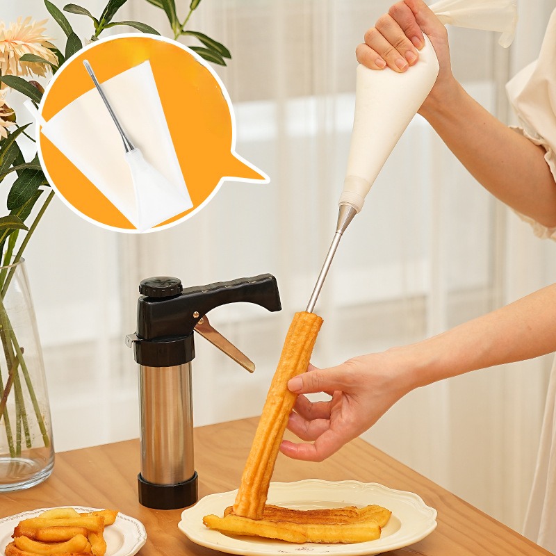 チュロスメーカー、手動式押し出しガンセット、スペイン風ドーナ - Churros Maker Gun のレビューと価格