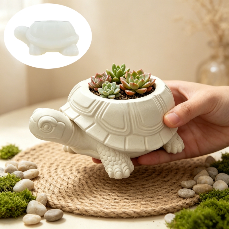 亀の形をした多肉植物の植木鉢樹脂シリコンモールド、かわいい亀 - Potsticker Mold のレビューと価格