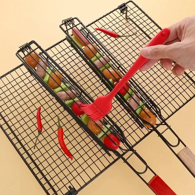木製ハンドル付きのバーベキュー用グリルバスケット。持ち運び可 - Corn Dog Stick のレビューと価格